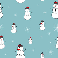 Seamless Christmas pattern. Snowman. Xmas. Vector. Eps 10.