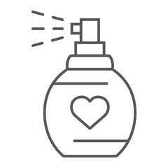 Love perfume thin line icon, valentine and holiday, aroma sign, vector graphics, a linear pattern on a white background, eps 10.