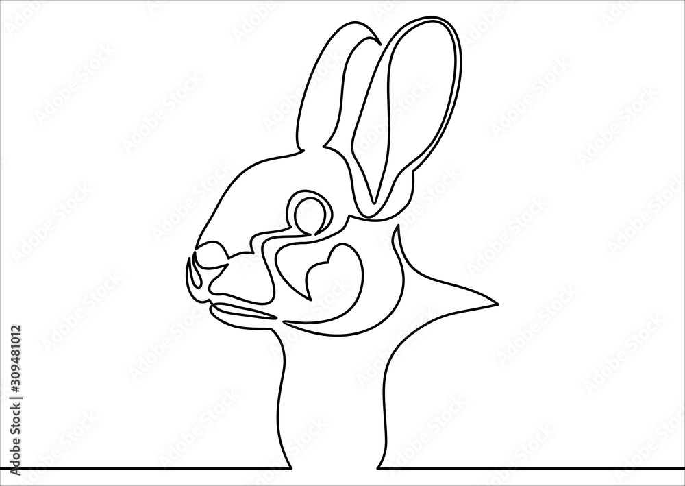 Poster rabbit icon.continuous one line.element in trendy style.
