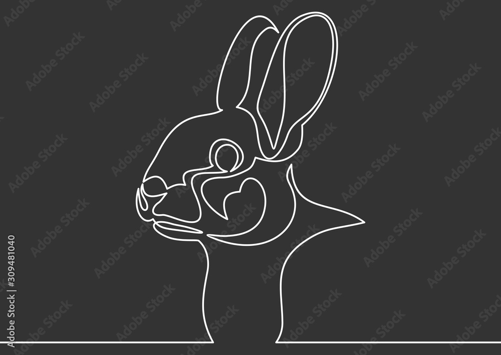 Poster rabbit icon.continuous one line.element in trendy style.