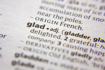 Word or phrase Glad in a dictionary.
