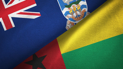 Falkland Islands and Guinea-Bissau two flags textile cloth, fabric texture