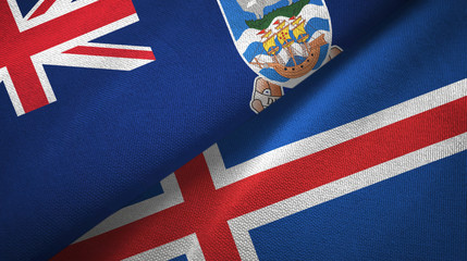 Falkland Islands and Iceland two flags textile cloth, fabric texture