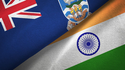 Falkland Islands and India two flags textile cloth, fabric texture
