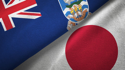 Falkland Islands and Japan two flags textile cloth, fabric texture