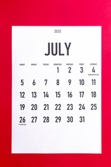 July 2020 calendar with holidays