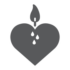 Heart candle glyph icon, valentine and holiday, love candle sign, vector graphics, a solid pattern on a white background, eps 10.