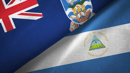 Falkland Islands and Nicaragua two flags textile cloth, fabric texture