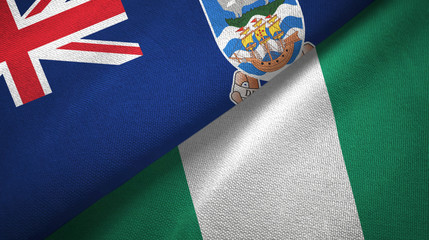 Falkland Islands and Nigeria two flags textile cloth, fabric texture