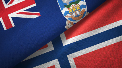 Falkland Islands and Norway two flags textile cloth, fabric texture