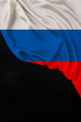 vertical color national flag of the modern state of Russia, beautiful silk, black blank form,...
