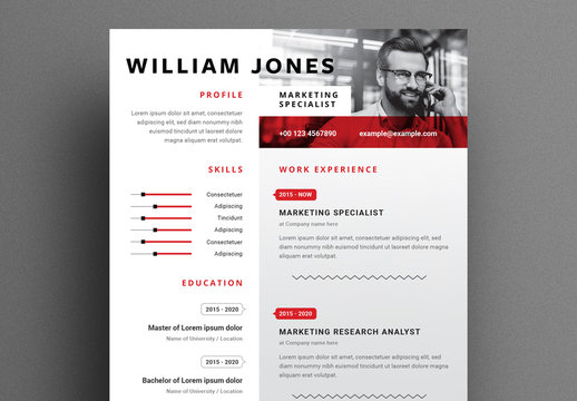 Modern and Professional Resume Layout with Orange Red Accent