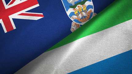 Falkland Islands and Sierra Leone two flags textile cloth, fabric texture