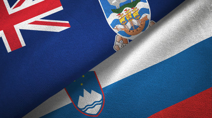 Falkland Islands and Slovenia two flags textile cloth, fabric texture