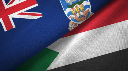 Falkland Islands and Sudan two flags textile cloth, fabric texture