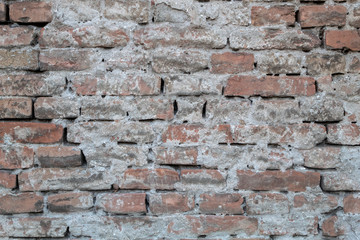 Weathered Red Brick Wall Close Up