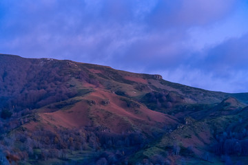 Auvergne sunset landscape in France