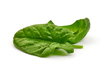 Fresh leaves of spinach, isolated on white background