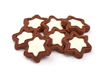 Chocolate Cookies with vanilla, isolated on white background