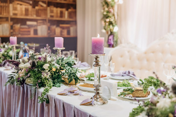 Beautiful Wedding ceremony event in garden at sunset