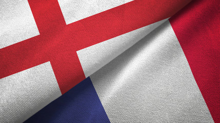 England and France two flags textile cloth, fabric texture