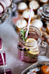 Delicious wedding reception candy bar dessert table