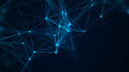 Fototapeta premium Network connection structure. Data transfer. Abstract background with interweaving of dots and lines. 3D rendering.