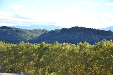 golden autumn in the Pyrenees: view from the observation deck in the Bearn city of Pau