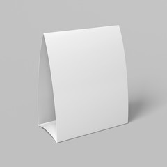 Promotional blank table tent card mockup. 3d illustration isolated