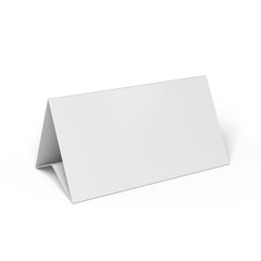 Promotional blank table tent card mockup. 3d illustration isolated
