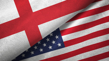 England and United States two flags textile cloth, fabric texture