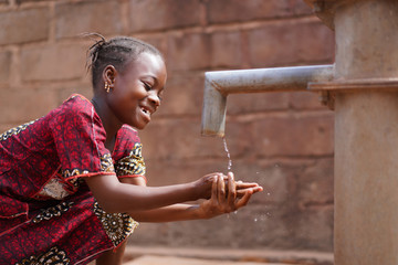 Black African Boy Washing Candid Video Outdoors