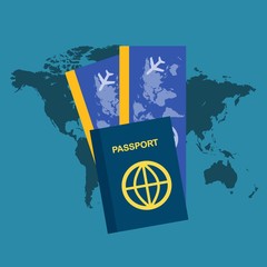 Pasaporte continentes boletos  cartoon © Kaor