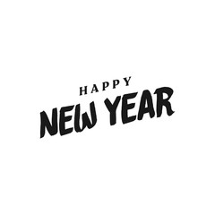 Happy new year typography sign. Vector Lettering Composition. Holiday design for greeting card.