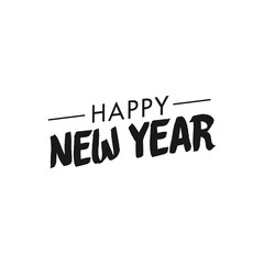Happy new year typography sign. Vector Lettering Composition. Holiday design for greeting card.