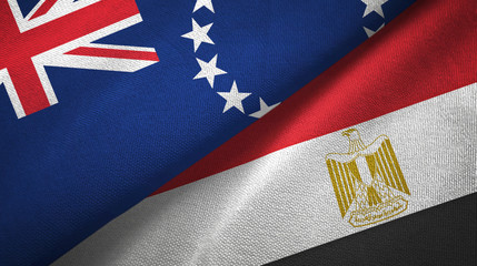 Cook Islands and Egypt two flags textile cloth