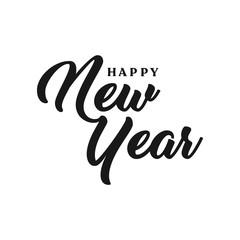 Happy new year typography sign. Vector Lettering Composition. Holiday design for greeting card.