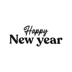Happy new year typography sign. Vector Lettering Composition. Holiday design for greeting card.