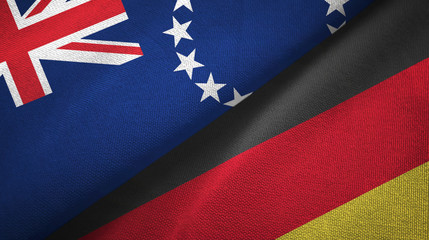 Cook Islands and Germany two flags textile cloth, fabric texture