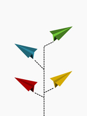 Paper plane fold illustration design. Origami vector background with colorful designs. 