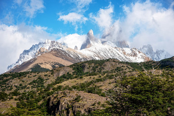 Cloudy day at the mountain summit in El Chalten, Patagonia, Argentina