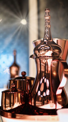Chrome shiny modern arabica coffee set, the symbol of arabian hospitality (the coffee dallah)