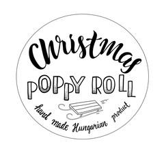 Christmas poppy roll -stamp with hand text written inside vector on white background
