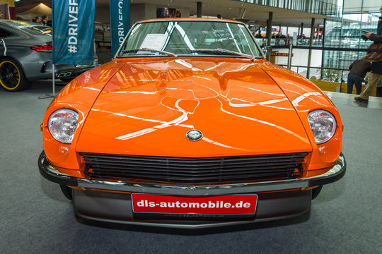 STUTTGART, GERMANY - MARCH 03, 2017: Sports Car Datsun 240Z (Nissan S30), 1971. Europe's Greatest Classic Car Exhibition 