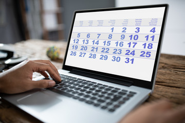 Obraz na płótnie Canvas Businessman Looking At Calendar With Daily Agenda