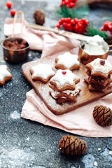 Homemade Christmas star shape gingerbread cookies