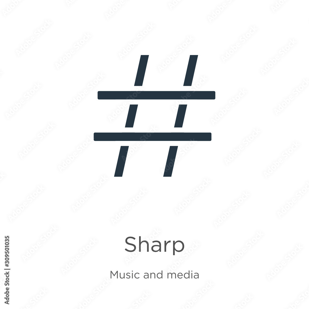 Poster sharp icon vector. trendy flat sharp icon from music and media collection isolated on white backgrou