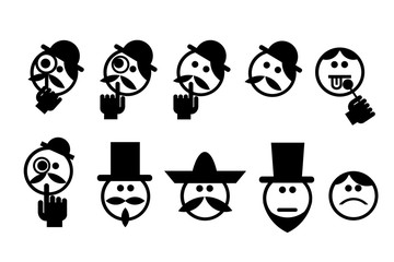Black and White Emoticons Ethnic Faces