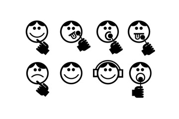 Black and White Emoticons Ethnic Faces