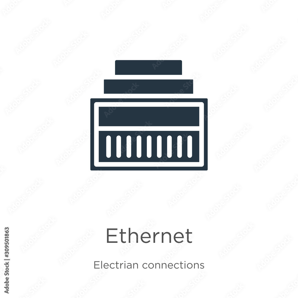 Poster ethernet icon vector. trendy flat ethernet icon from electrian connections collection isolated on wh